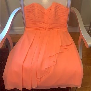 David’s Bridal Neon Pink Strapless Wedding  Dress